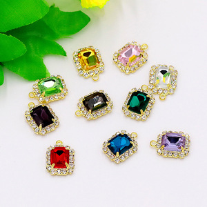 Colgante geométrico rectangular octogonal con engaste de diamantes de imitación, material para manualidades DIY, unisex, para uso diario - Product Image 2