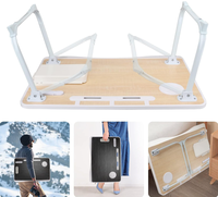 Bureau de lit pliable pour ordinateur portable avec port de charge USB, poignée, emplacement pour carte, emplacement pour tasse, tiroir latéral, table portable pour ordinateur portable