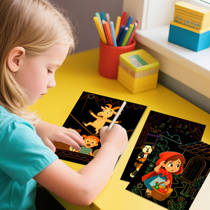 Set de Pintura Rascable de Circo de Fantasía para Niños, Bloc de Papel para Dibujar y Garabatear, Regalo para Niños Pequeños - Product Image 2