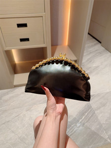 Nuova Borsa a Tracolla Vintage in Pelle PU <span class=keywords><strong>Nera</strong></span> per Donna, Piccola Clutch con Catena per Serate, Banchetti, Feste, Casual, Classica - Product Image 4