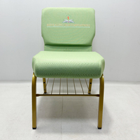 Vente en gros location de chaise de théâtre en métal empilable avec pochette chaise d'église de prière synagogue empilable en métal