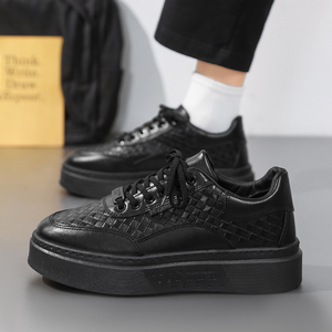 Zapatos de hombre de cuero transpirable de alta calidad, modernos, ligeros, planos, estilo skate, con suela gruesa, deportivos, casuales, para caminar. - Product Image 2