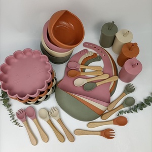 RTS – ensemble d'alimentation en Silicone de qualité alimentaire pour bébé, bol pour bébé avec cuillère et fourchette, bavoir étanche, bols en Silicone pour bébé - Product Image 4