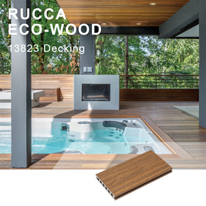 Rucca 138*23mm Pavimentazione per Esterni in Legno Plastico Impermeabile Installazione a Incastro Pavimento Ingegnerizzato in Teak PVC Noce per Giardino/Parco - Product Image 4