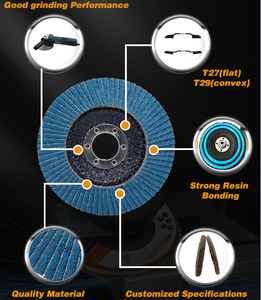 Disco de Láminas de Zirconia de 115x22mm (4-1/<span class=keywords><strong>2</strong></span> pulgadas), <span class=keywords><strong>Discos</strong></span> de Óxido de Aluminio, Disco de Láminas Convexo de 125mm T29 P40, Muelas Abrasivas - Product Image 3