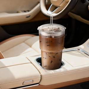 कॉफी बार के सामान के साथ कॉफी कप, 20 औंस लीक प्रूफ टंबलर पुनः प्रयोज्य ग्लास कप और लिड और स्ट्रैंड के साथ टंबलर - Product Image 5