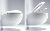 WC suspendu monobloc blanc à chasse directe, style moderne, en céramique, avec siphon en P, à fermeture lente, idéal pour salle de bain et hôtel - Vente chaude