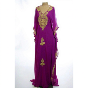 Elegant <b>Purple</b> Embroidered Long Sleeve Floor Length Abaya Women Middle East Wedding <b>Dress</b> High Neck Regular Fit <b>Plus</b> <b>Size</b> - Product Image 1