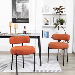 Bán buôn sang trọng giải trí nhà bếp nhà hàng thiết kế tối giản màu cam nhung ghế ăn - Product Image 1