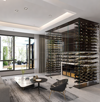Vinoteca de Acero Inoxidable y Vidrio Transparente, Extensible, para Almacenamiento y Exhibición de Muebles para el Hogar, Montada en la Pared, del Piso al Techo, Precio de Fábrica