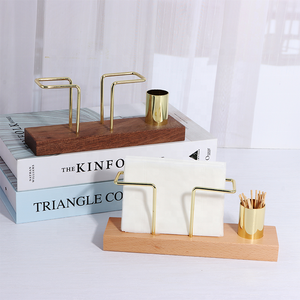 Tùy Chỉnh Kim Loại Thủ Công Mỹ Nghệ Của Nhà Máy Giá Tốt Mô Hộp Cơ Sở Bằng Gỗ Khăn Ăn Chủ Với Dây Sắt Kim Loại Đứng Và Hộp Tăm - Product Image 2