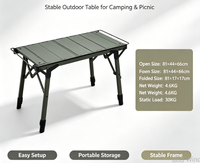 Table IGT, table de camping pliable en aluminium réglable en hauteur, légère, pour pique-nique en plein air
