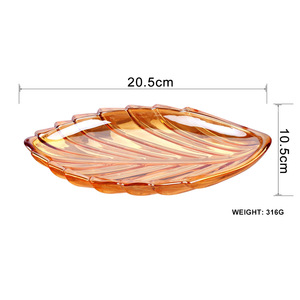 Assiette <span class=keywords><strong>en</strong></span> forme de feuille créative, plateau cadeau <span class=keywords><strong>en</strong></span> <span class=keywords><strong>verre</strong></span> ambré trempé, résistant à la chaleur, pour dessert, gâteau, steak, <span class=keywords><strong>plat</strong></span> rond <span class=keywords><strong>plat</strong></span> - Product Image 5
