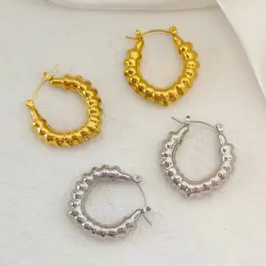 FANJIN orecchini a cuore in acciaio inossidabile 18K placcato oro accessori impermeabili orecchino creazione di gioielli