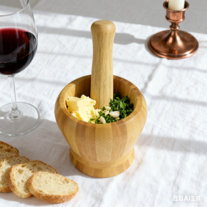 Bol à pincer en bois de bambou, outils de cuisine, moulin et pailles de bambou naturel - Product Image 3