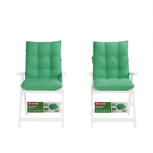 OXTORR Ensemble de 2 coussins de chaise à dossier bas en tissu Oxford vert, résistants à l'eau, amovibles et lavables pour l'extérieur - Product Image 1