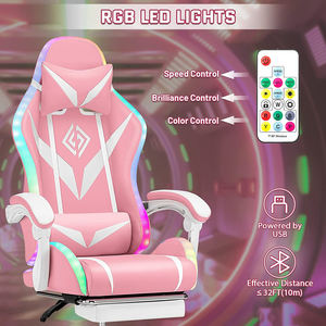Brésil Sill Gamer Pro Rgb Rose Cuir Pvc LED Rgb Lumières Haut-Parleur Dos Haut <span class=keywords><strong>Musique</strong></span> Jeu Vidéo Chaise de Jeu <span class=keywords><strong>avec</strong></span> Support Lombaire - Product Image 4