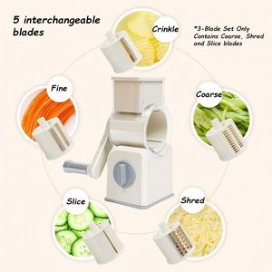 Multipurpose 3-in-1 Manual Stainless Steel Plastic Hand Crank <b>Chopper</b> Rotary Cheese <b>Vegetable</b> Carrot Slicer Grater Set Green - Product Image 4