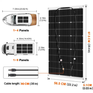 Panneaux solaires photovoltaïques flexibles ETFE PERC 100W haute efficacité, légers pour le voyage, le toit de voiture, la maison, le <span class=keywords><strong>camping</strong></span>, l'extérieur, les <span class=keywords><strong>camping</strong></span>-cars - Product Image 3
