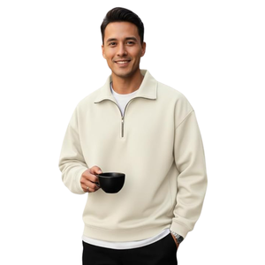 Sweat-shirt en polaire à col zippé pour homme, doux, chaud, décontracté, col zippé, fournisseur OEM ODM - Product Image 1