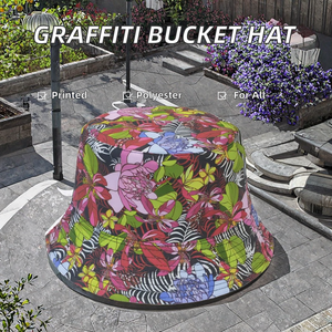 Xuancui Custom Silk <b>Screen</b> Printed Character Bucket Hat-Fishing Casual Outdoor Street Graffiti Reversible Souvenir Cap - Product Image 2