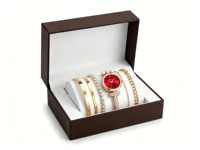 Coffret cadeau exquis pour la Saint-Valentin, montre à quartz pour femmes avec cadran rond, bracelet de montre avec perles et strass, ensemble cadeau