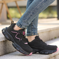 Nouvelles bottes de travail de sécurité personnalisables noires et roses, chaussures de sport et de randonnée avec semelle intermédiaire respirante en mesh, toutes saisons