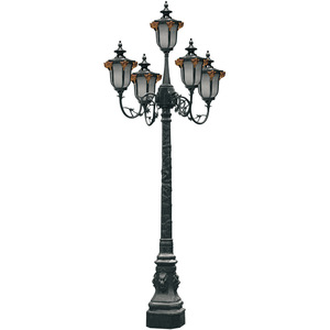 Lampadaire de jardin extérieur en fer avec abat-jour en verre LED, lumière blanc chaud 2700K, IP66, ampoule A19 non amovible, alimentation solaire AC 220V avec détecteur de mouvement - Product Image 4