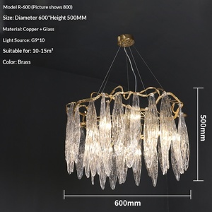 Postmodern All-Copper <b>Branch</b> Chandelier LED <b>Light</b> Fiberglass Crystal French Style Luxury for Living Room Dining Room Villa - Product Image 6