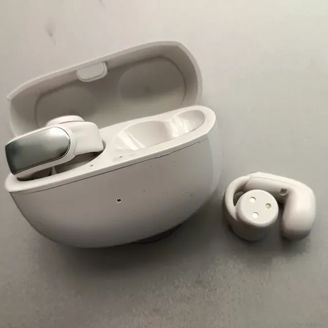 V12 Wireless Earphone Ear Clip Headphones ANC Dual Transducers Sports Gaming Open Design HiFi Stereo Earbuds LED BK