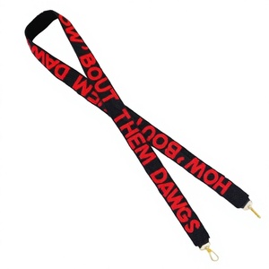Sangle en tissu brodée 'How 'Bout Them Dawgs' avec design textuel noir et rouge tendance - Product Image 1
