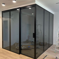 Cloison de bureau moderne personnalisable en verre avec cadre en aluminium, cloisons de séparation de bureau à domicile pliables, maison