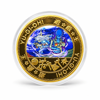 2026 Médaillon Chevalier Dragon Ailé du Ciel, Cinq Motifs de Cartes Anime, Boîtier en Acrylique Plaqué Or