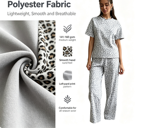 <span class=keywords><strong>Pigiama</strong></span> Estivo da Donna in Poliestere Traspirante 2026 Nuovo Bestseller per Esportazione Transfrontaliera Set Casual Semplice con Stampa Leopardata per Ragazze ODM XL - Product Image 5