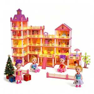 Grande Maison en Plastique avec Chambre, Cuisine, Salle de Bain, Balcon, Meubles, pour le Jeu d'Imitation et le Récit d'Histoires, Jouet DIY, Cadeau - Product Image 1