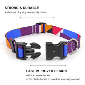 Collier pour chien à motif géométrique réglable, polyester, style moderne, fermeture à boucle, colliers pour animaux de compagnie toutes saisons - Product Image 3