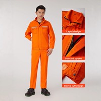Setelan Baju Kerja Katun Tahan Api dan Isolasi Panas dengan Cetakan Huruf; Pakaian Pelindung Anti-panas dan Tahan Api untuk Bahan Kimia
