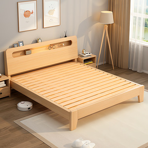 Base de <span class=keywords><strong>Cama</strong></span> Moderna de Madera Maciza de Roble, <span class=keywords><strong>Cama</strong></span> Plegable Multifuncional para Tamaños King/Queen/Full, Diseño Duradero y Confortable - Product Image 1