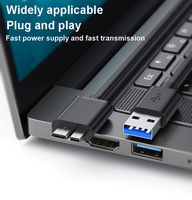 Vente en gros USB3.0 Disque dur Câble de données Veste en PVC AM vers Micro B Adaptateur haute vitesse pour téléphones mobiles Longueur de câble de 0.5m