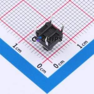 TSA06131-075B332BA Tactile Switch Through hole-4P,6.1x6.1mm Switch Single Pole Single Throw Round Button 1.8N 6.1mm - Product Image 2