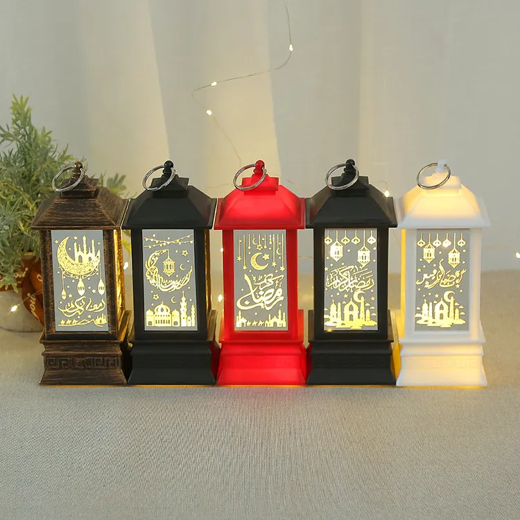 Home Tisch dekoration Ramadan Laterne Kunststoff LED Eid Mubarak Lichter Lampe Ramadan Festival Tisch batterie Licht Kareem Geschenke