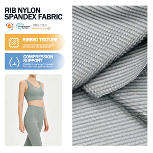 High Elastic Soft Elastic Knitted Rib 4 Way Stretch Rib Nylon Spandex Fabric for Yoga Activewear - Product Image 1