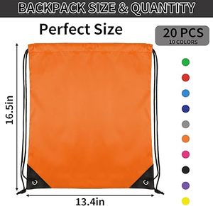 Wholesale Custom Logo Blank <b>Drawstring</b> Bag Bulk Foldable Lightweight Polyester Cinch Backpack for Promotional Sport Gym Activity - Product Image 2