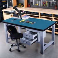 Banc de travail antistatique robuste à double tiroir, bancs de travail pour électriciens, banc de travail ESD, bureau de construction, vente chaude