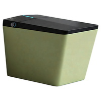 Nouvelle toilette intelligente de luxe sans réservoir, chauffée électriquement, ronde, en céramique noire mate, avec télécommande et double chasse d'eau, drainage P-trap/S-trap