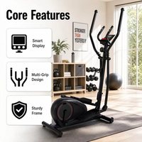 Elliptique à entraînement par courroie avec volant d'inertie de 3 kg, écran LCD, moniteur de fréquence cardiaque, compteur manuel de calories et de distance, pour fitness à domicile