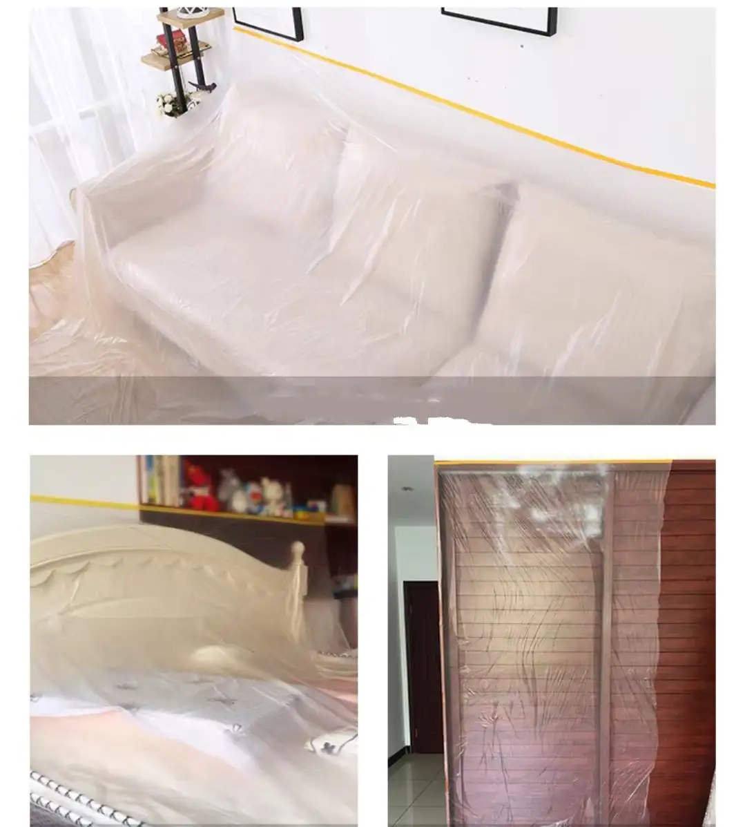 Multi Size Pack Plastikfolie Automotive Masking Tape No Residue Painters Kunststoff-Farbband Pre-Taped Masking Film