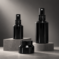 Bouteilles en verre cosmétiques noires ambrées en gros, pots en verre 15g 30g 50g, flacons vaporisateurs de sérum et lotion en verre 30ml 50ml 100ml