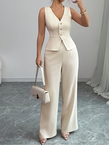 Elegante Conjunto <span class=keywords><strong>de</strong></span> Traje <span class=keywords><strong>de</strong></span> Oficina <span class=keywords><strong>para</strong></span> Mujer <span class=keywords><strong>Dos</strong></span> <span class=keywords><strong>Piezas</strong></span> Ropa Casual <span class=keywords><strong>de</strong></span> Diario con Decoración <span class=keywords><strong>de</strong></span> Botones Tejido Colección <span class=keywords><strong>de</strong></span> Verano - Product Image 4
