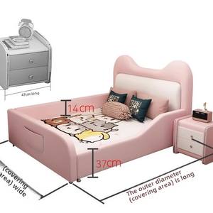 1.5m basit korkuluk yaratıcı kedi karikatür yatak çocuk prenses tek kişilik yatak katı ahşap okul Modern ev Internet ranza - Product Image 5
